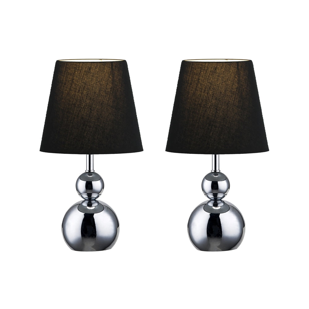 Elvin Classic Minimalist Touch Iron Table Lamp Light Fabric Shade - Chrome and Black Fast shipping On sale