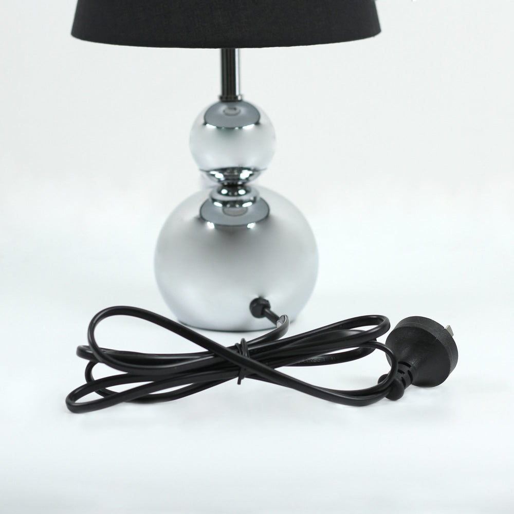 Elvin Classic Minimalist Touch Iron Table Lamp Light Fabric Shade - Chrome and Black Fast shipping On sale