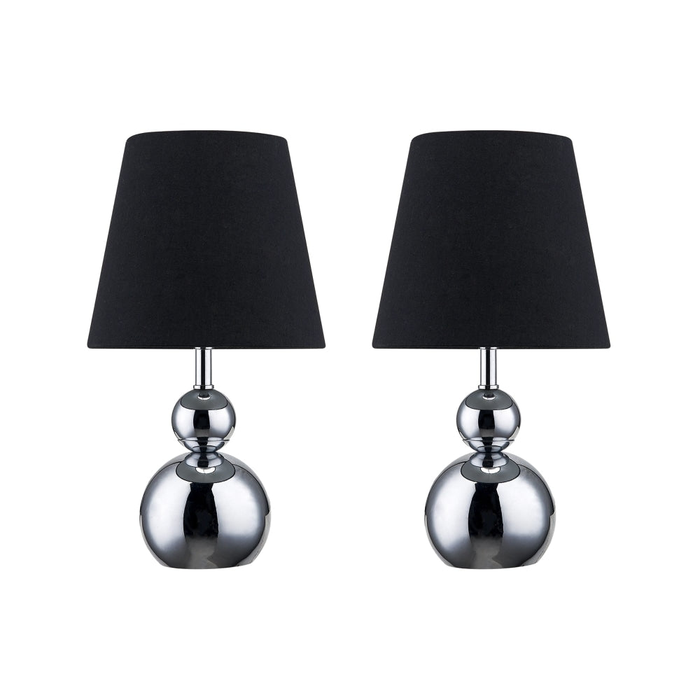 Elvin Classic Minimalist Touch Iron Table Lamp Light Fabric Shade - Chrome and Black Fast shipping On sale