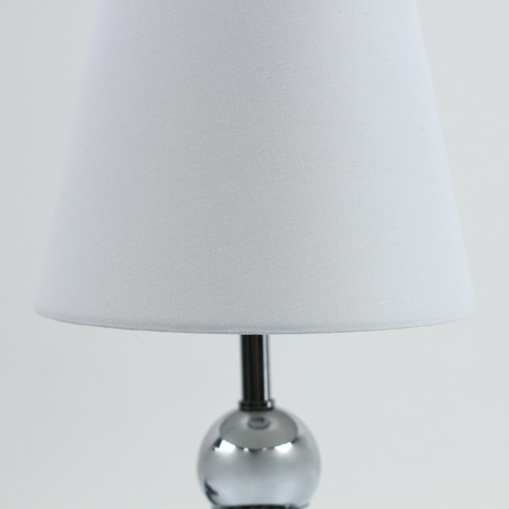 Elvin Classic Minimalist Touch Iron Table Lamp Light Fabric Shade - Chrome and White Fast shipping On sale