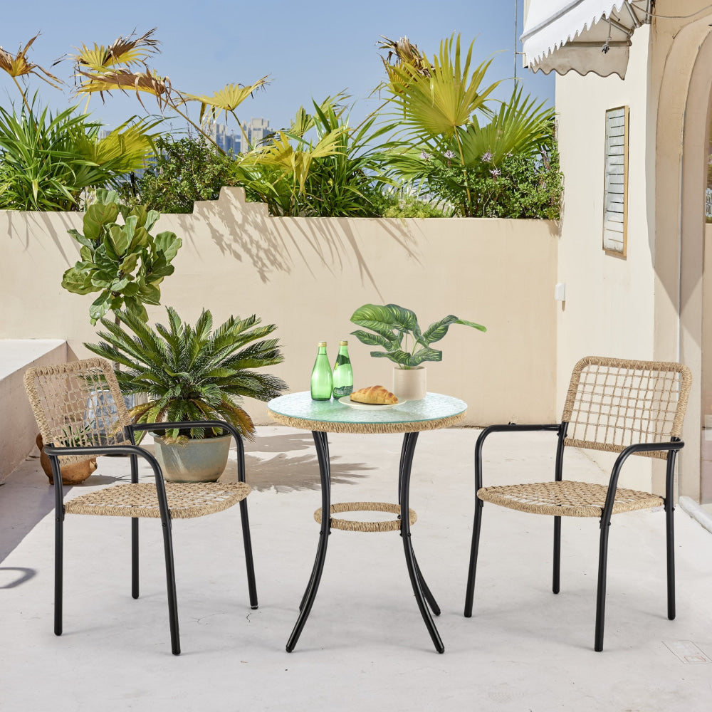 Eman Outdoor 3-Pcs Chairs and Table Wicker PE Rattan Setting Sets Fast shipping On sale