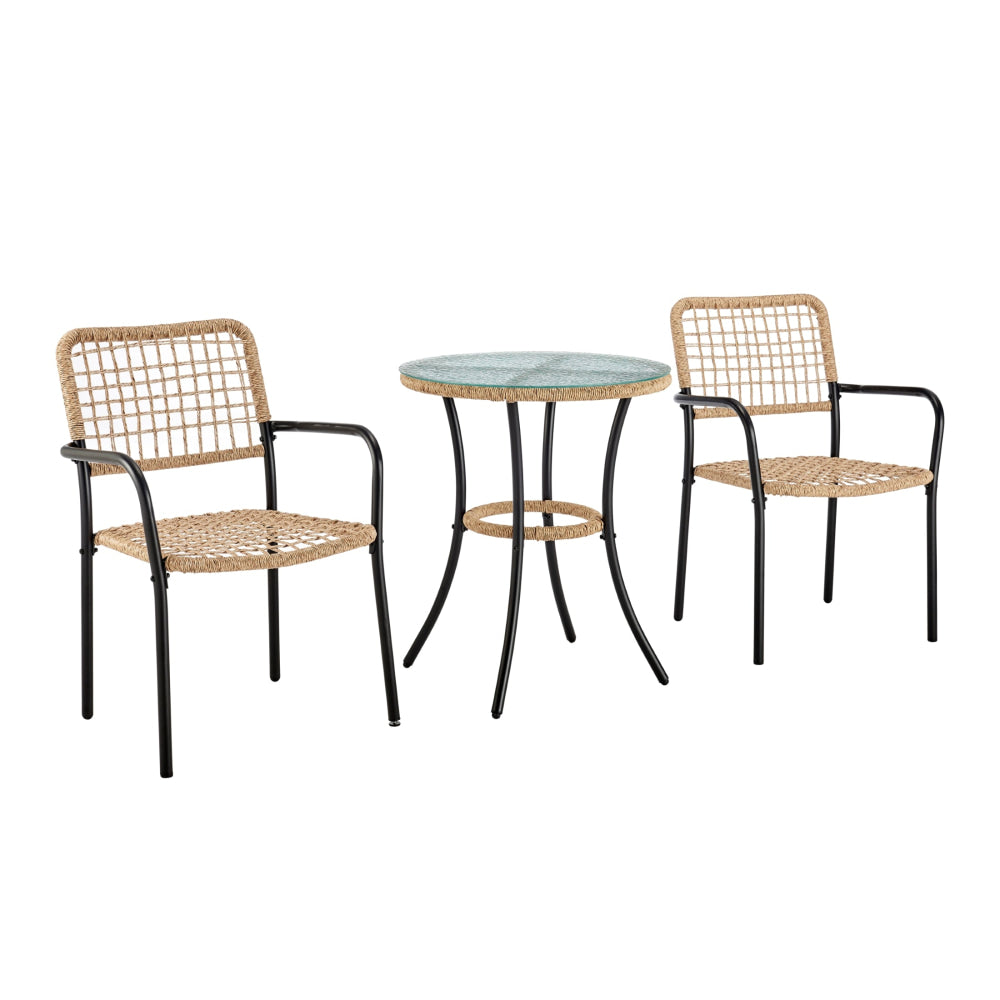 Eman Outdoor 3-Pcs Chairs and Table Wicker PE Rattan Setting Sets Fast shipping On sale