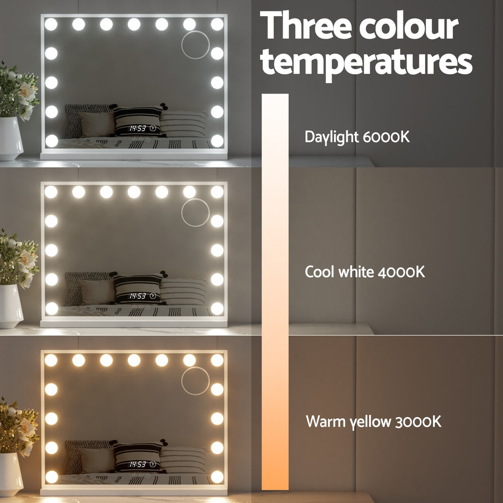 Embellir Makeup Mirror Hollywood 58x45cm 15 LED Time Fast shipping On sale
