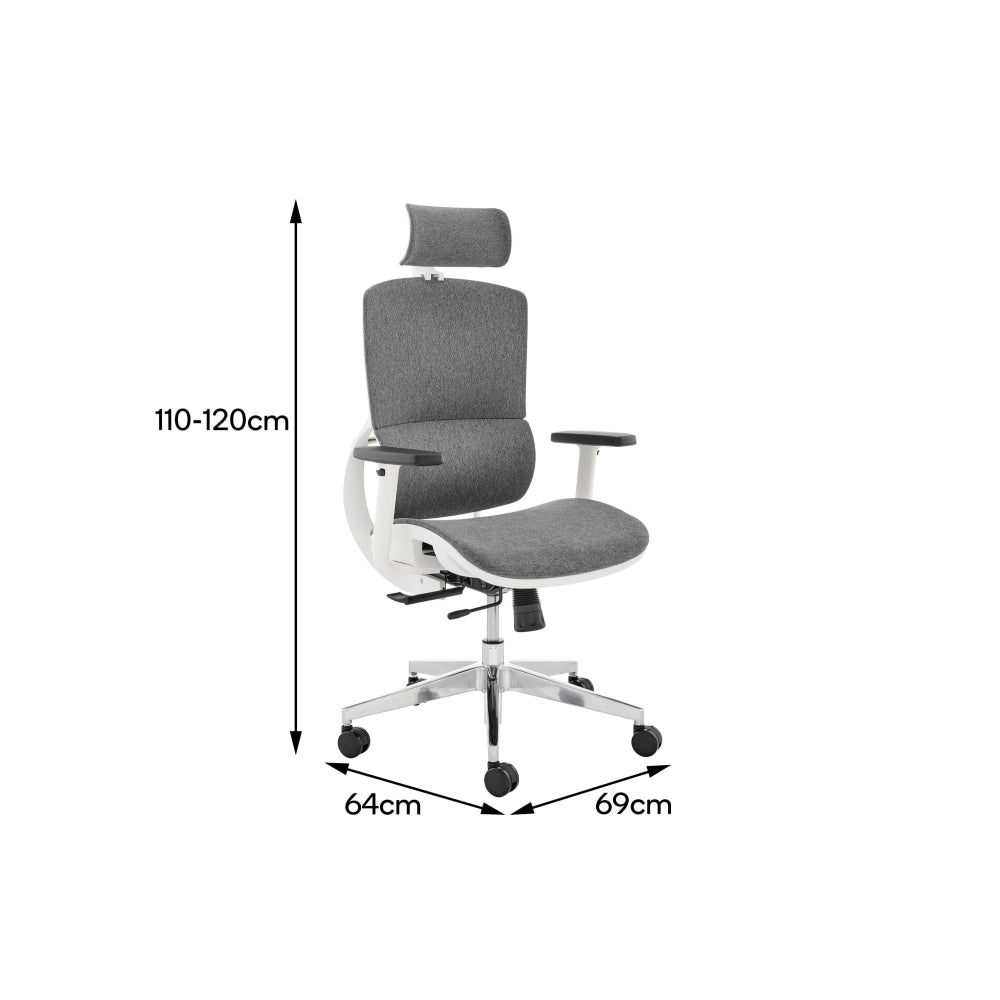 Emerson Mesh Ergonomic Office Computer Chair White Frame Grey Fast shipping On sale