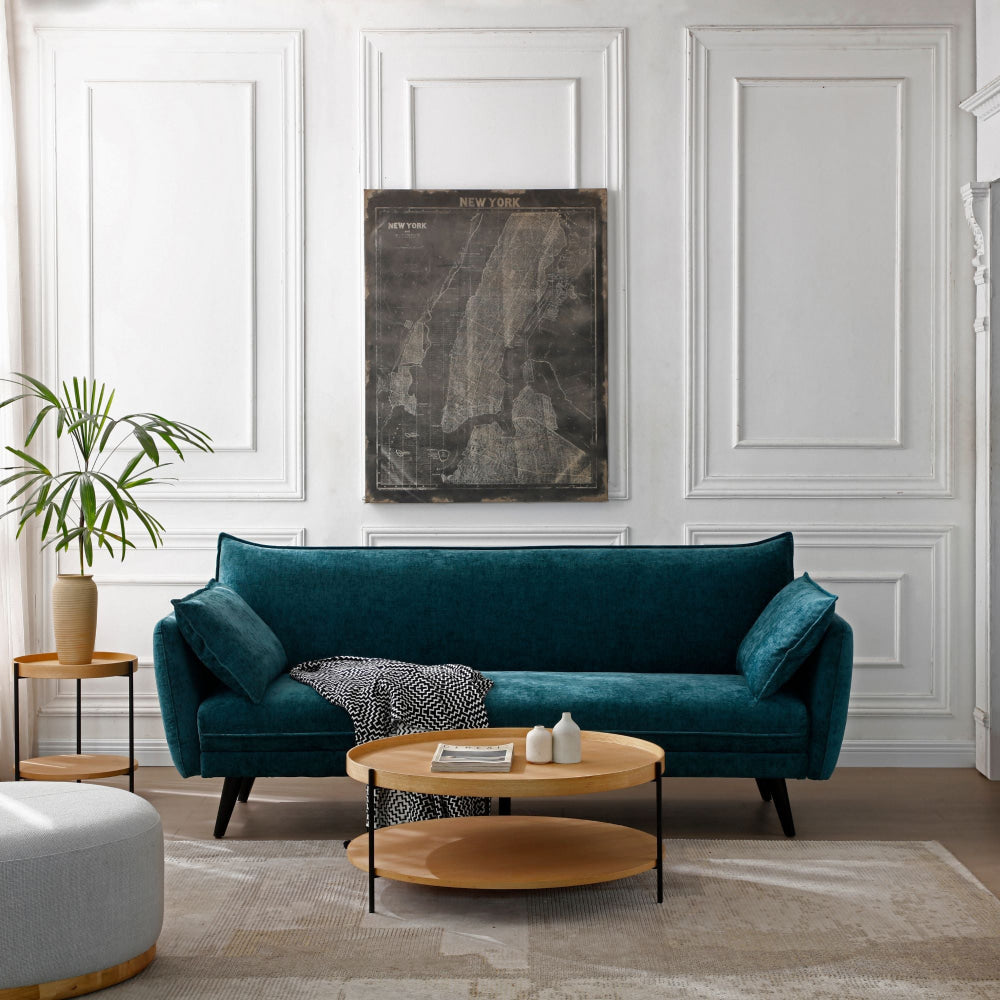 Luxury 3 Seater Velvet Fabric Lounge Couch Relaxing Sofa Bed - Green Fast shipping On sale