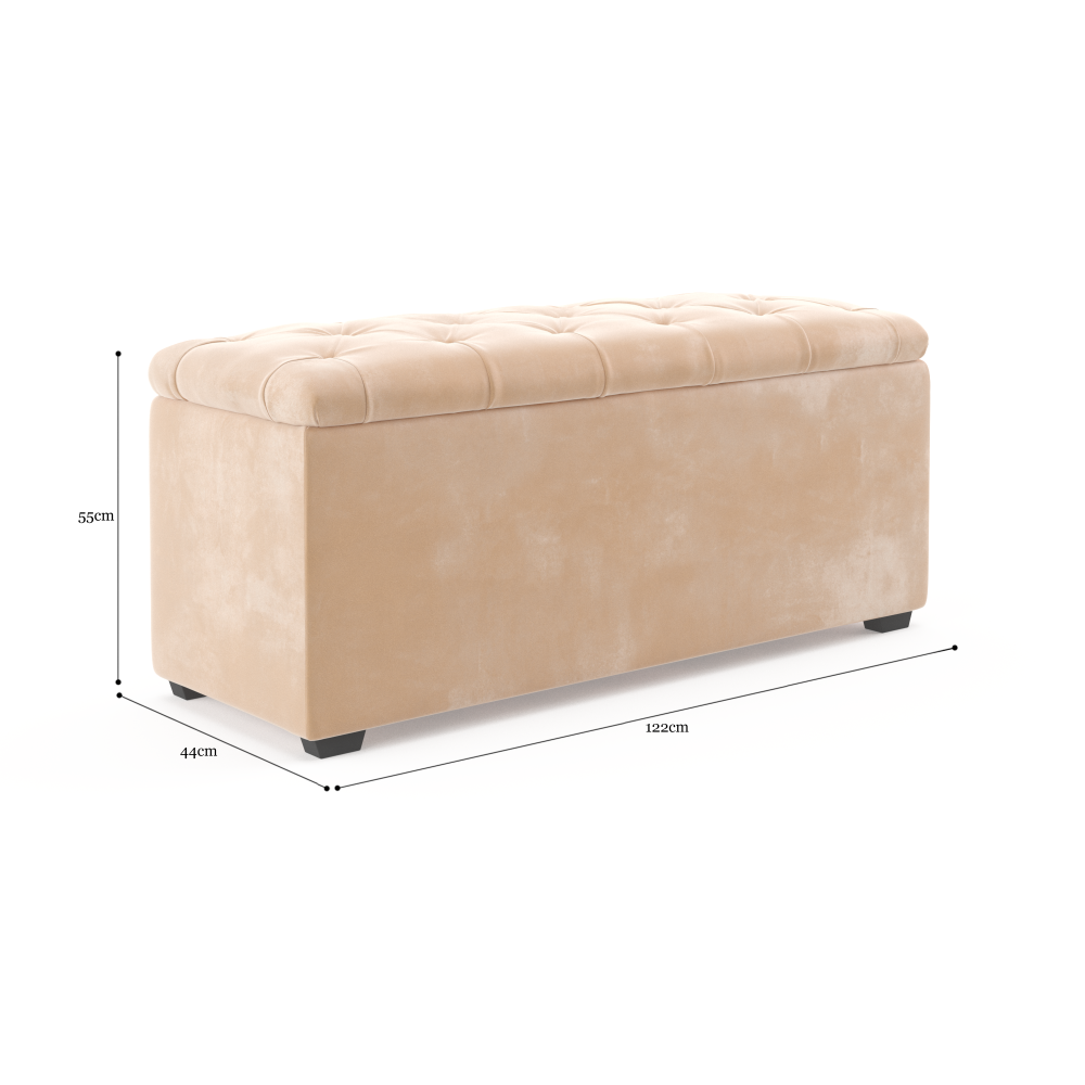 Emily Storage Bench Ottoman Almond Spice Fast shipping On sale