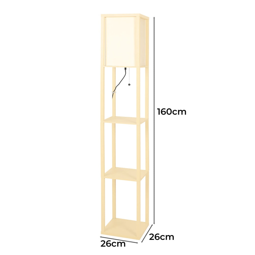 EMITTO Floor Lamp LED Storage Shelf 3 Tier Wood Standing Reading Corner Light Fast shipping On sale