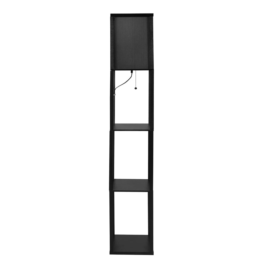 EMITTO Floor Lamp Storage Shelf LED Wood Standing Reading Corner Light Black Fast shipping On sale