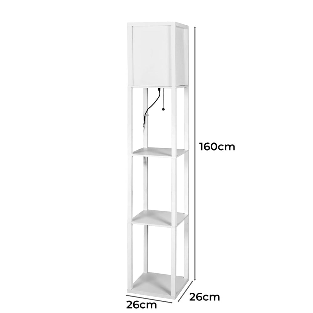 EMITTO Floor Lamp Storage Shelf LED Wood Standing Reading Corner Light White Fast shipping On sale