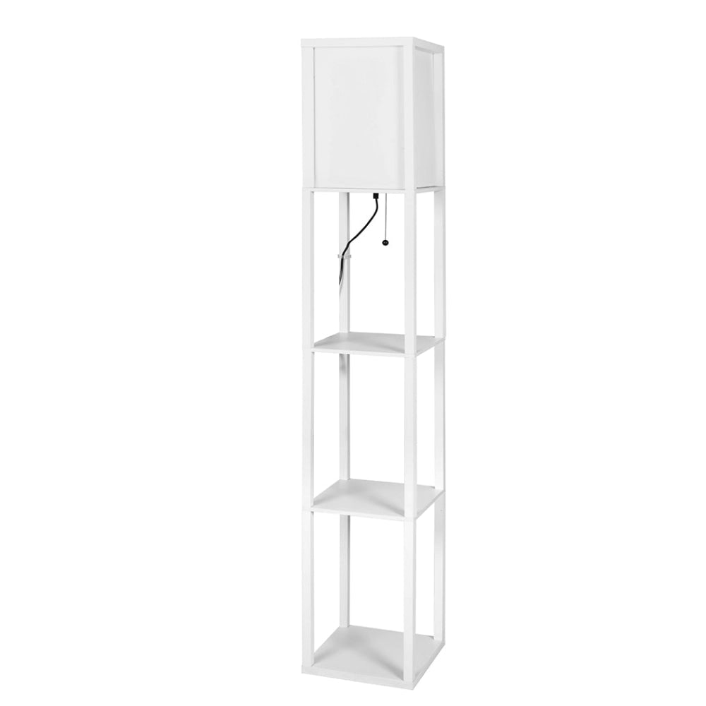 EMITTO Floor Lamp Storage Shelf LED Wood Standing Reading Corner Light White Fast shipping On sale