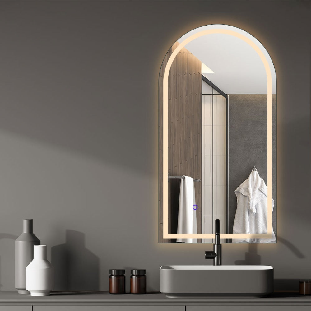EMITTO LED Wall Mirror Arch Anti-fog Bathroom Mirrors Makeup Light 50x90cm Fast shipping On sale