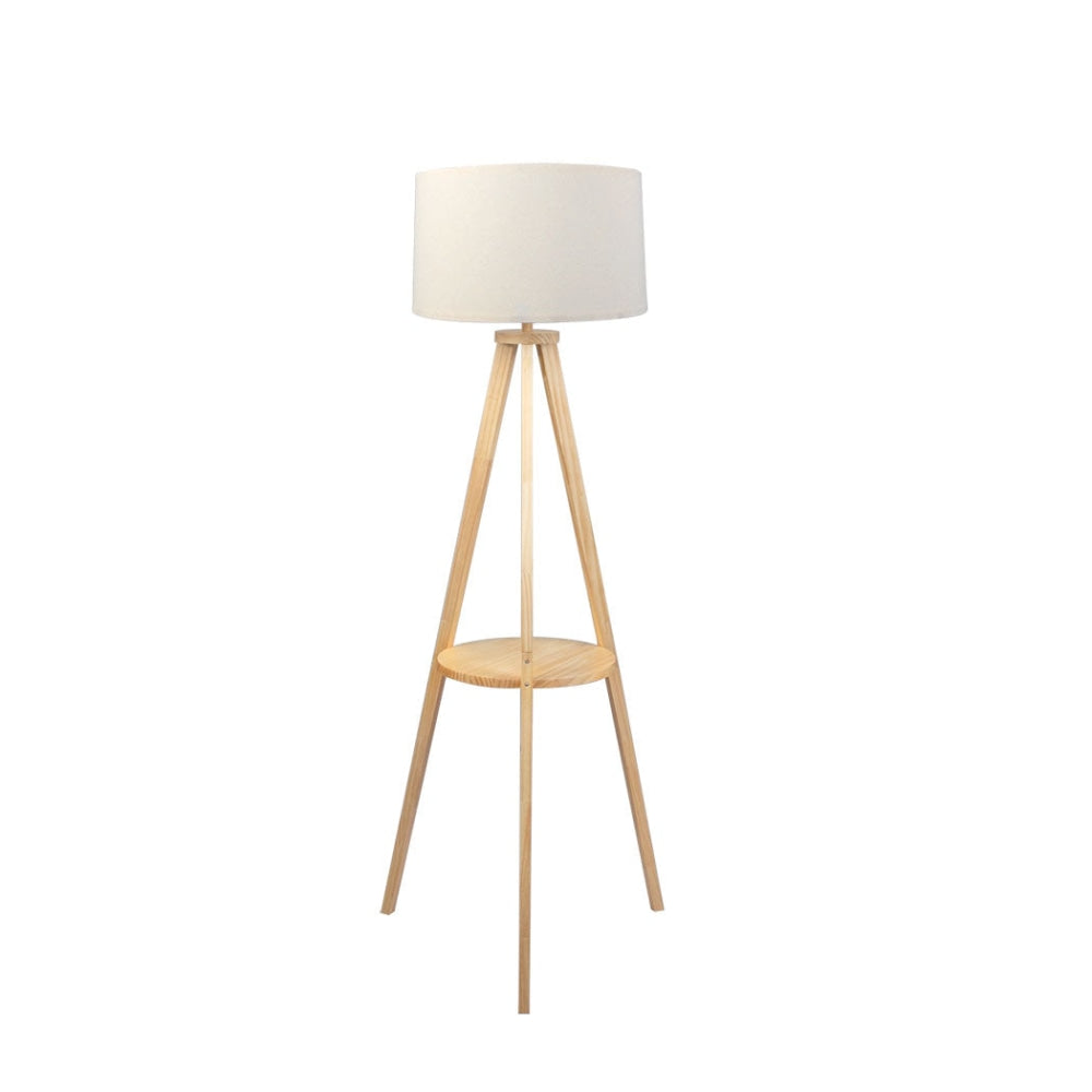 EMITTO Tripod Floor Lamp with Rack Wooden Modern Reading Light Night Home Decor Fast shipping On sale