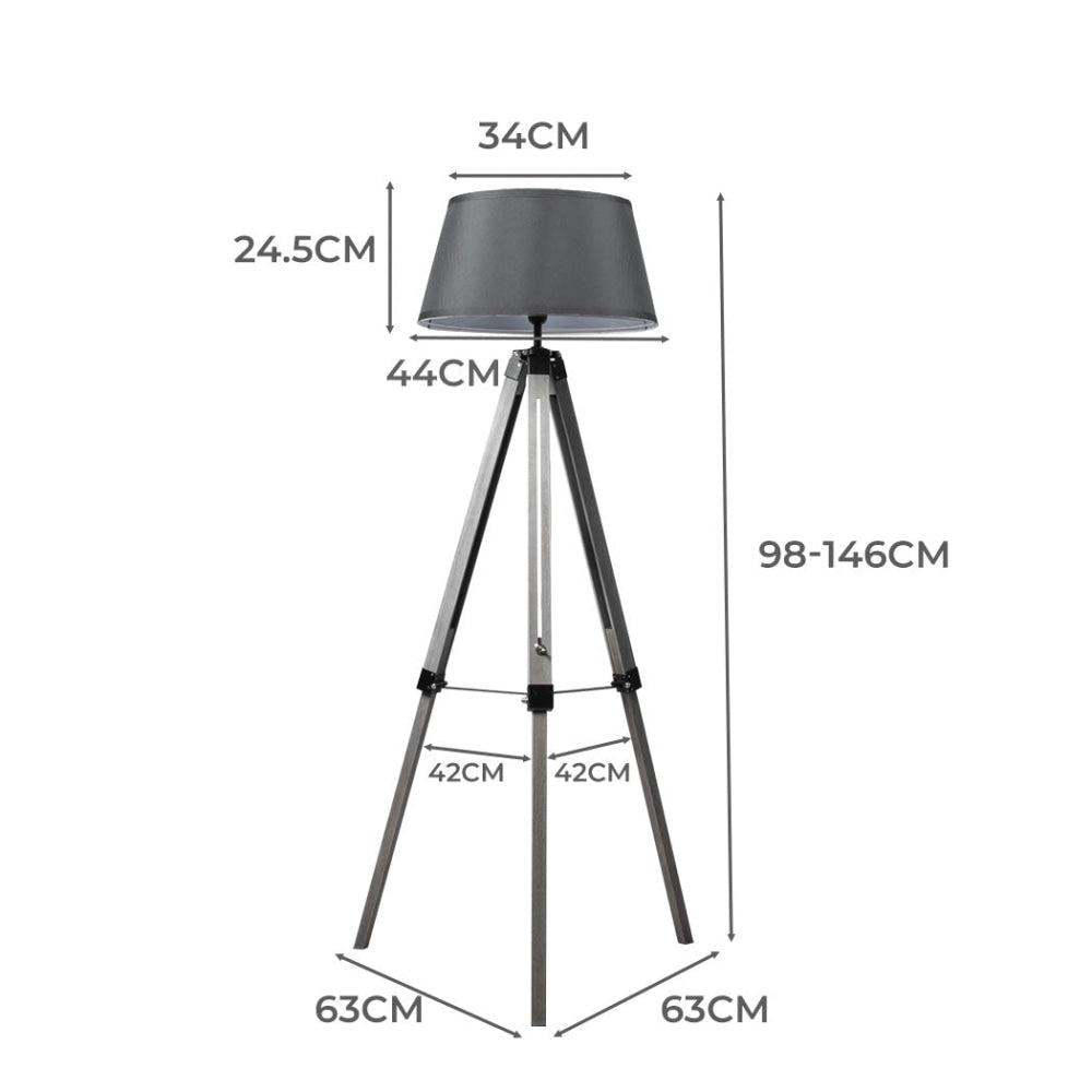EMITTO Tripod Wooden Floor Lamp Shaded Reading Light Adjustable Home Lighting Fast shipping On sale