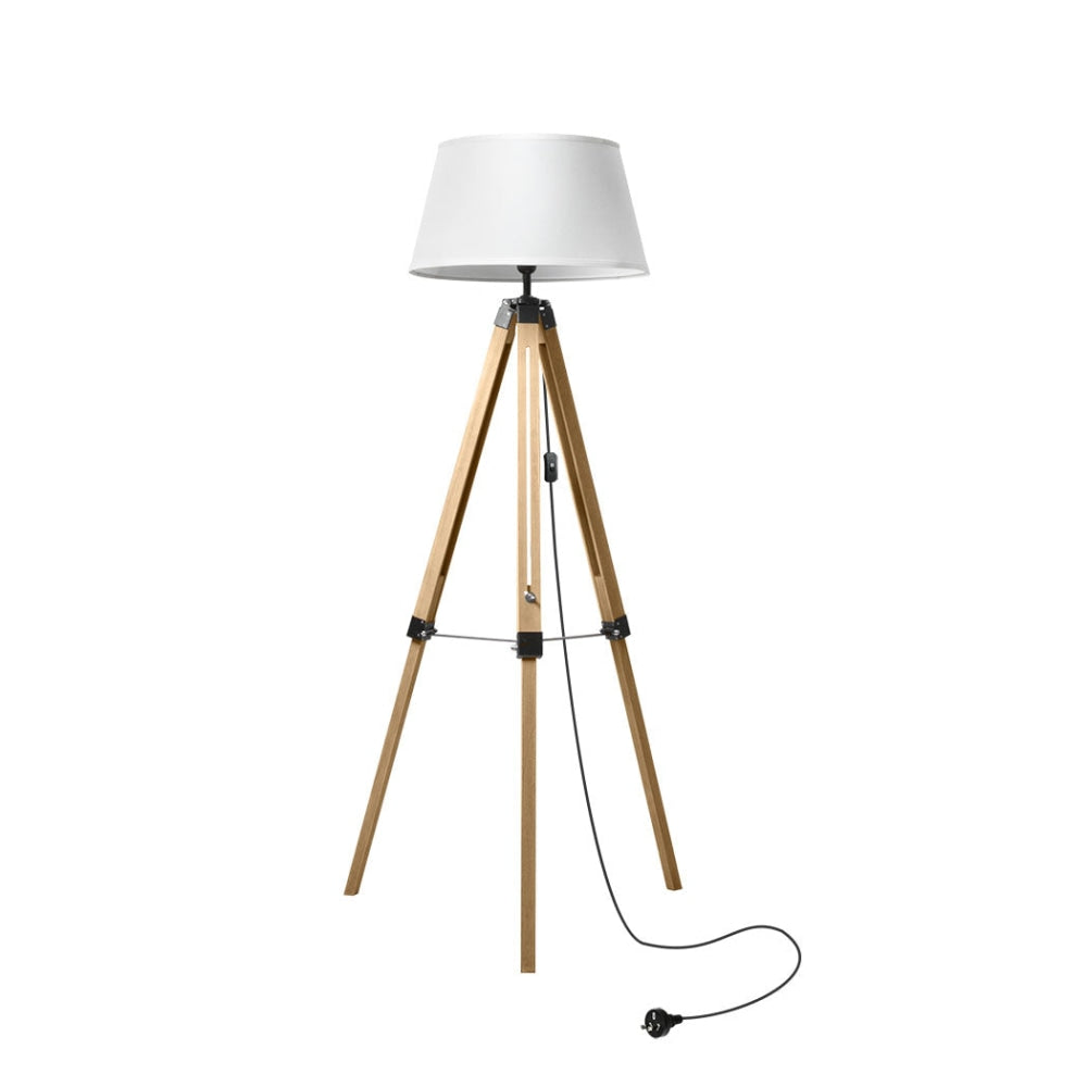 EMITTO Tripod Wooden Floor Lamp Shaded Reading Light Adjustable Stand Home Decor Fast shipping On sale