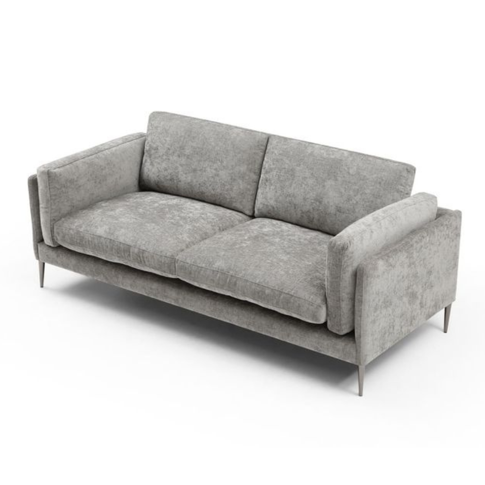 Fabric 3-Seater Sofa Lounge Couch Padded Cushion Metal Legs Grey Fast shipping On sale