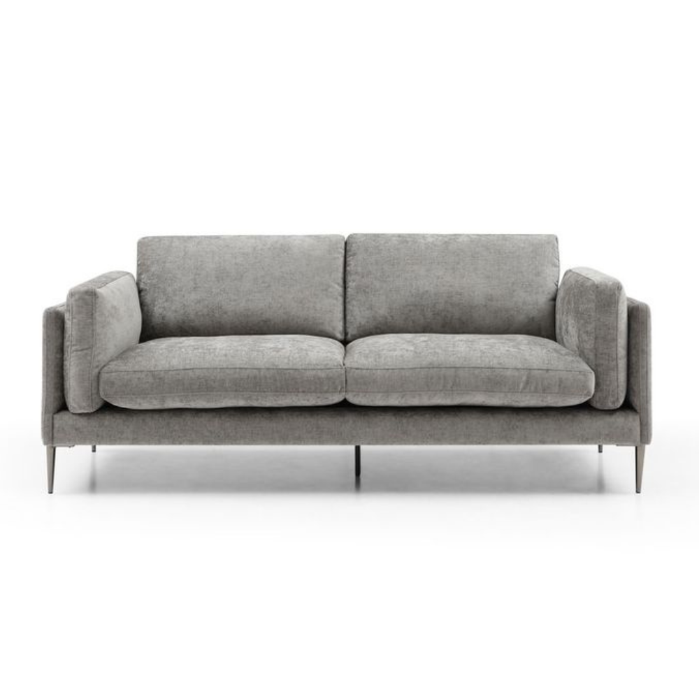 Fabric 3-Seater Sofa Lounge Couch Padded Cushion Metal Legs Grey Fast shipping On sale