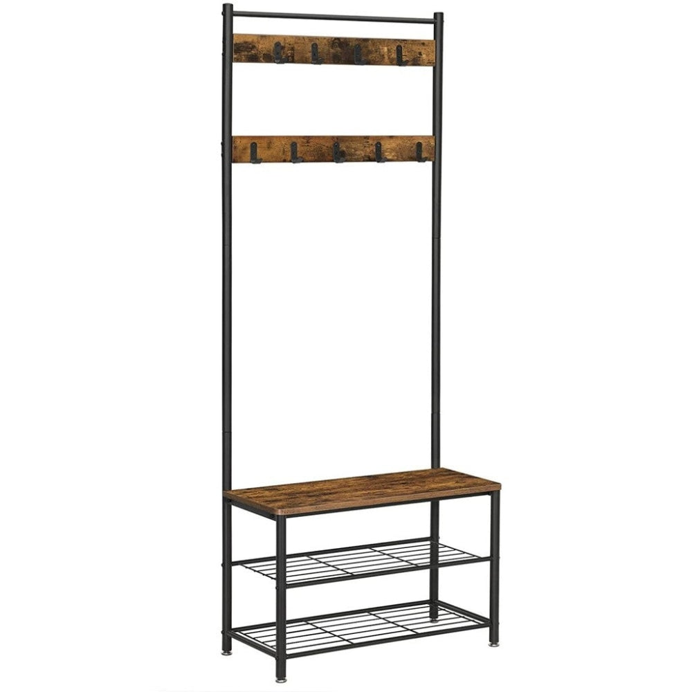 Entryway Hall Tree Coat Rack Stand 175cm Shoe Bench with Shelves Rustic Brown Fast shipping On sale