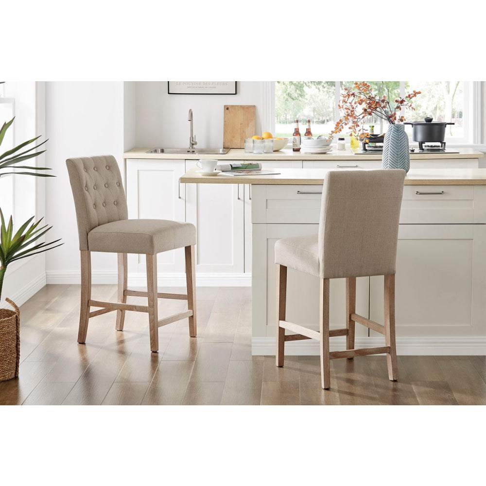 Espen Set of 2 Counter Kitchen Bar Stools French Beige Stool Fast shipping On sale