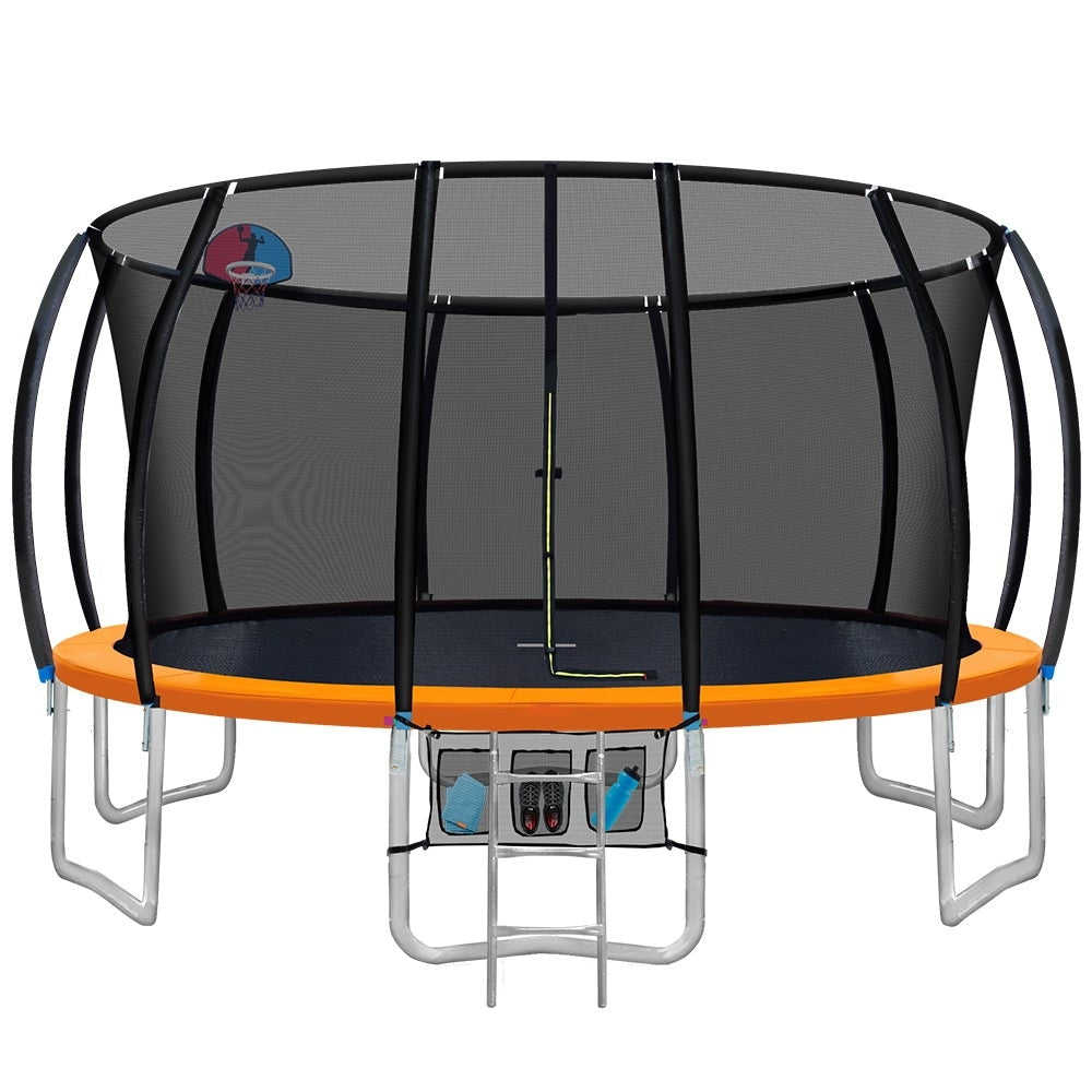 Everfit 16FT Trampoline Round Trampolines With Basketball Hoop Kids Present Gift Enclosure Safety Net Pad Outdoor Orange Sports & Fitness