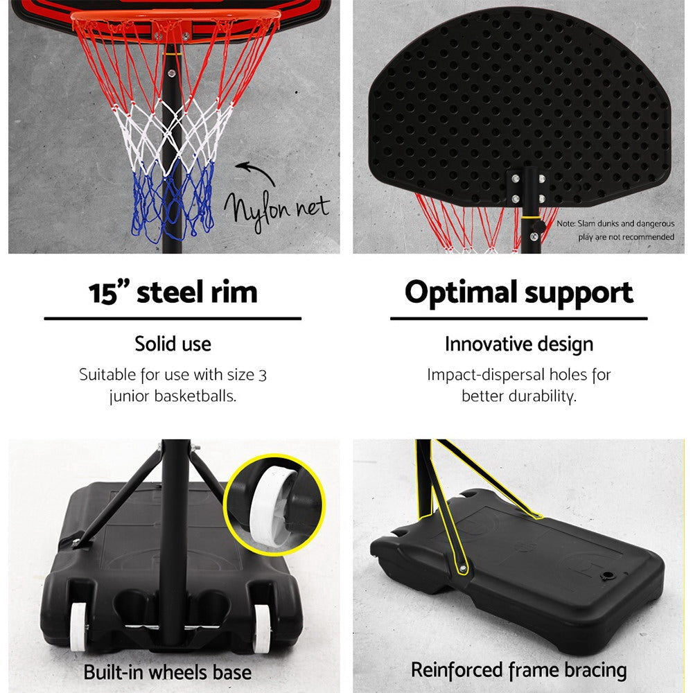 Everfit 2.1M Adjustable Portable Basketball Stand Hoop System Rim Black Sports & Fitness Fast shipping On sale