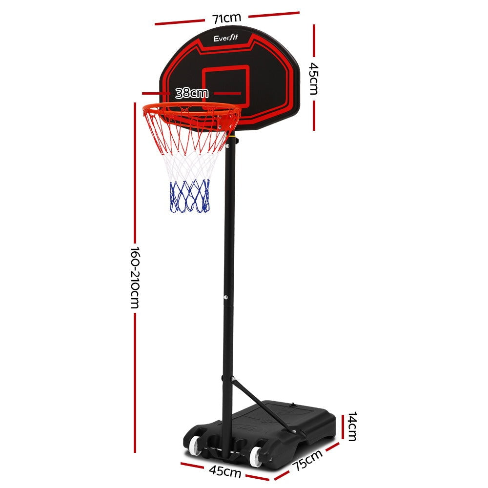 Everfit 2.1M Adjustable Portable Basketball Stand Hoop System Rim Black Sports & Fitness Fast shipping On sale
