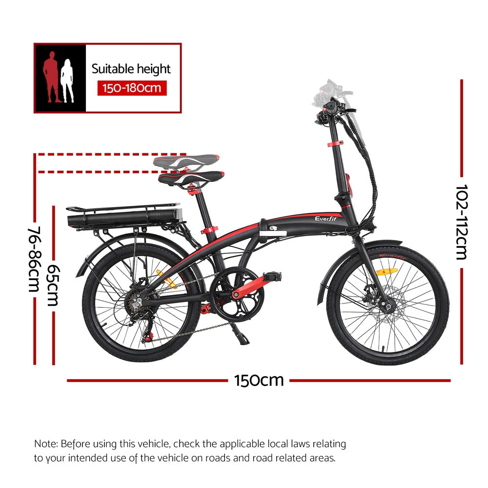 Everfit Folding Electric Bike Urban City Bicycle eBike Rechargeable Battery 250W Sports & Fitness Fast shipping On sale
