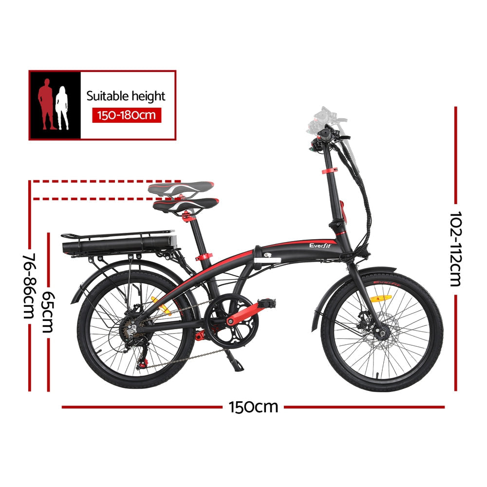 Everfit Folding Electric Bike Urban City Bicycle eBike Rechargeable Battery 250W Sports & Fitness Fast shipping On sale