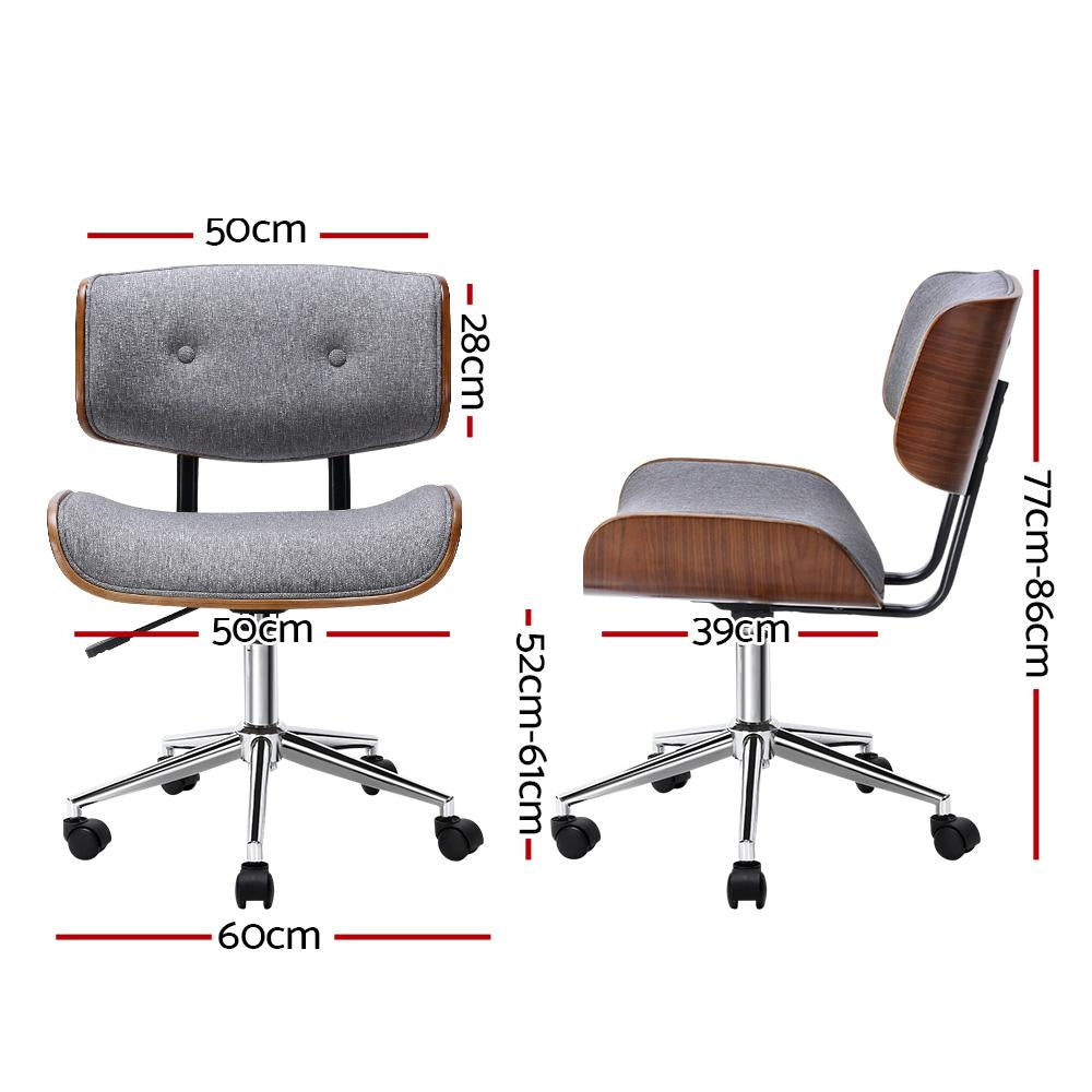 Executive Wooden Office Chair Fabric Computer Chairs Bentwood Seat Grey Fast shipping On sale