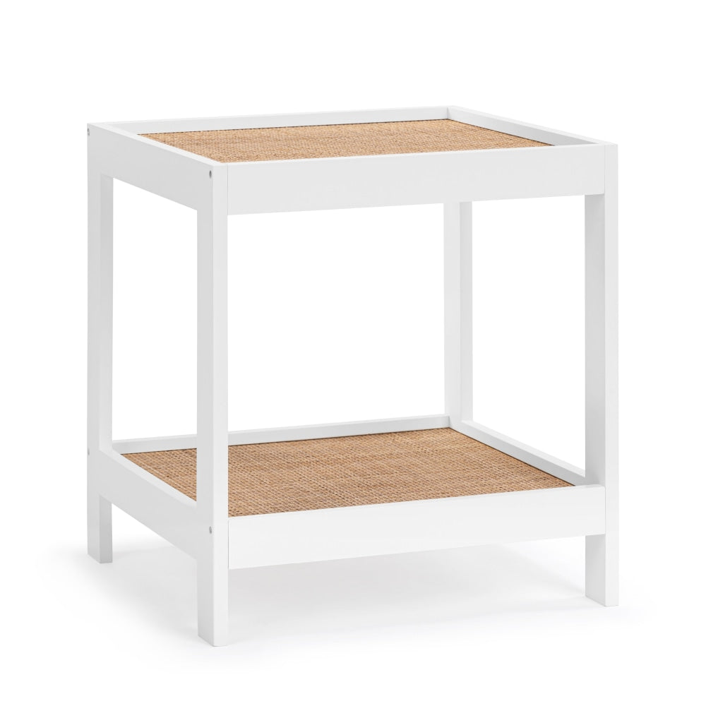 Ezra Modern Rattan End Lamp Side Table White/Natural Fast shipping On sale