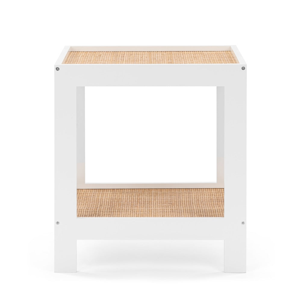 Ezra Modern Rattan End Lamp Side Table White/Natural Fast shipping On sale