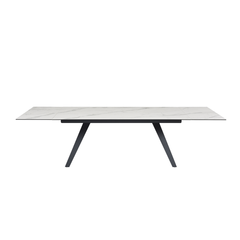 Fabio Ceramic Extension Rectangular Kitchen Dining Table 200-300cm Metal Frame Classic White Fast shipping On sale