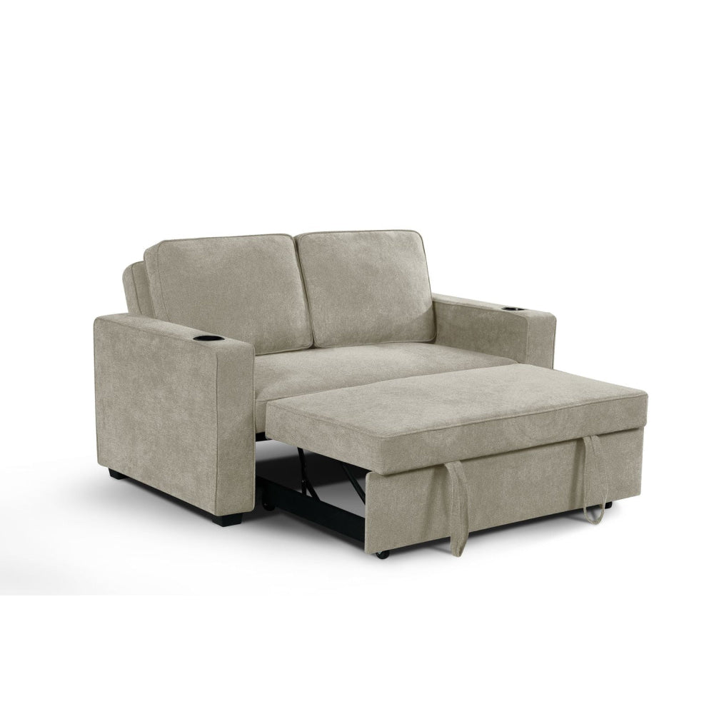 Fabric Modern 2-Seater Couch Pull-Out Lounge Sofa Bed Beige Fast shipping On sale