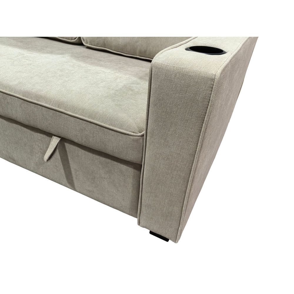 Fabric Modern 2-Seater Couch Pull-Out Lounge Sofa Bed Beige Fast shipping On sale