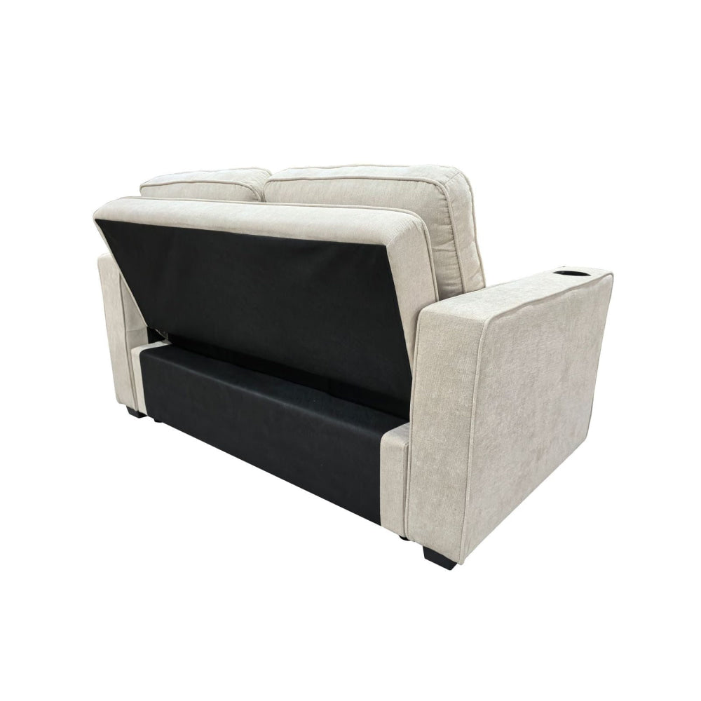 Fabric Modern 2-Seater Couch Pull-Out Lounge Sofa Bed Beige Fast shipping On sale