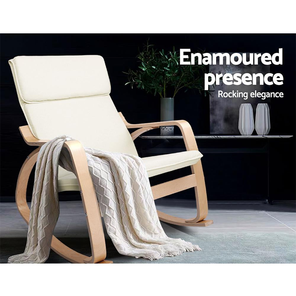 Fabric Rocking Armchair - Beige Chair Fast shipping On sale