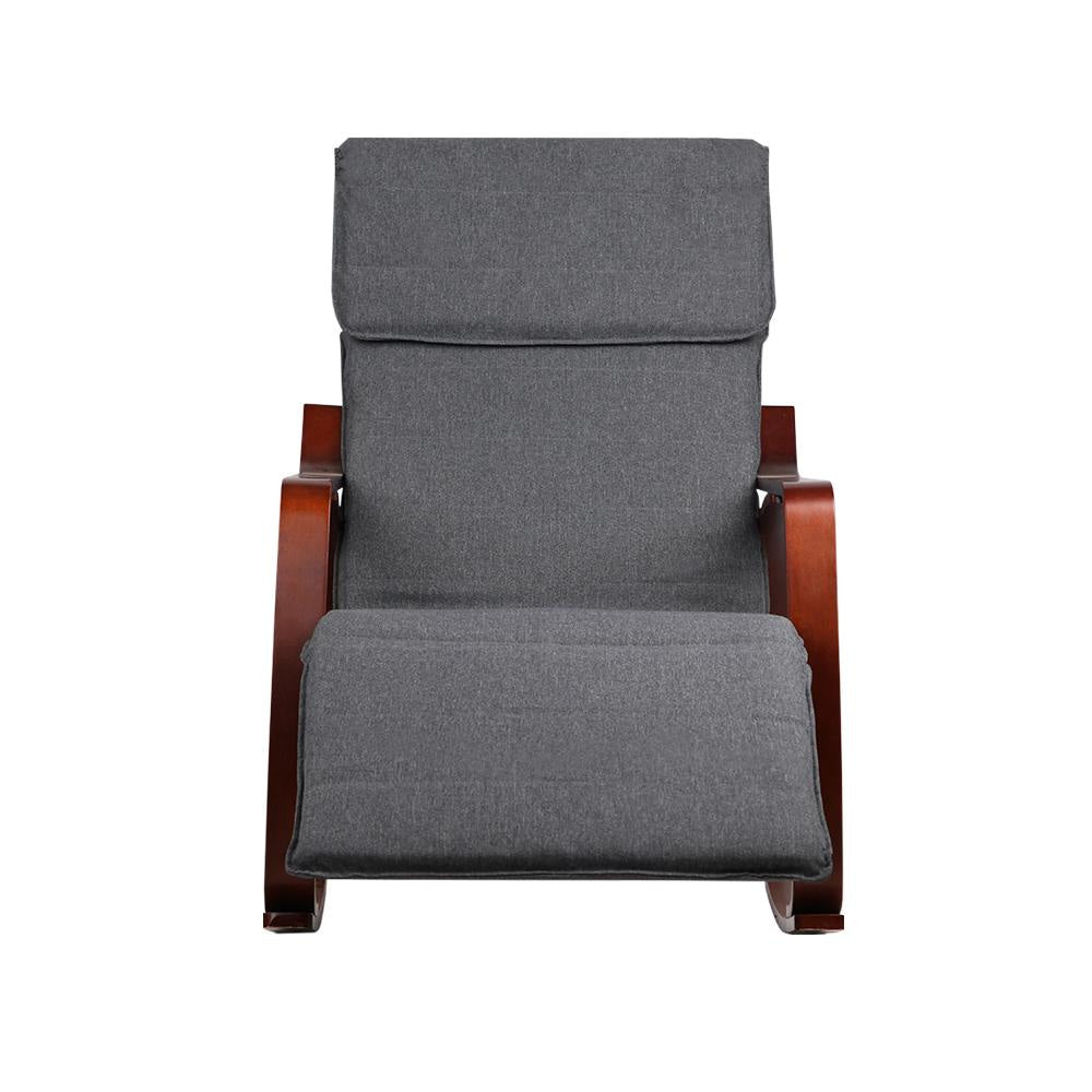 Fabric Rocking Armchair with Adjustable Footrest - Charcoal Fast shipping On sale