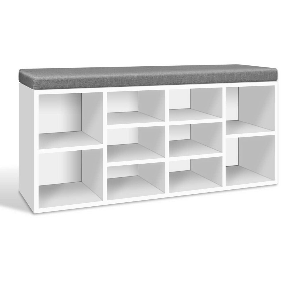 Fabric Shoe Bench with Storage Cubes - White Cabinet Fast shipping On sale