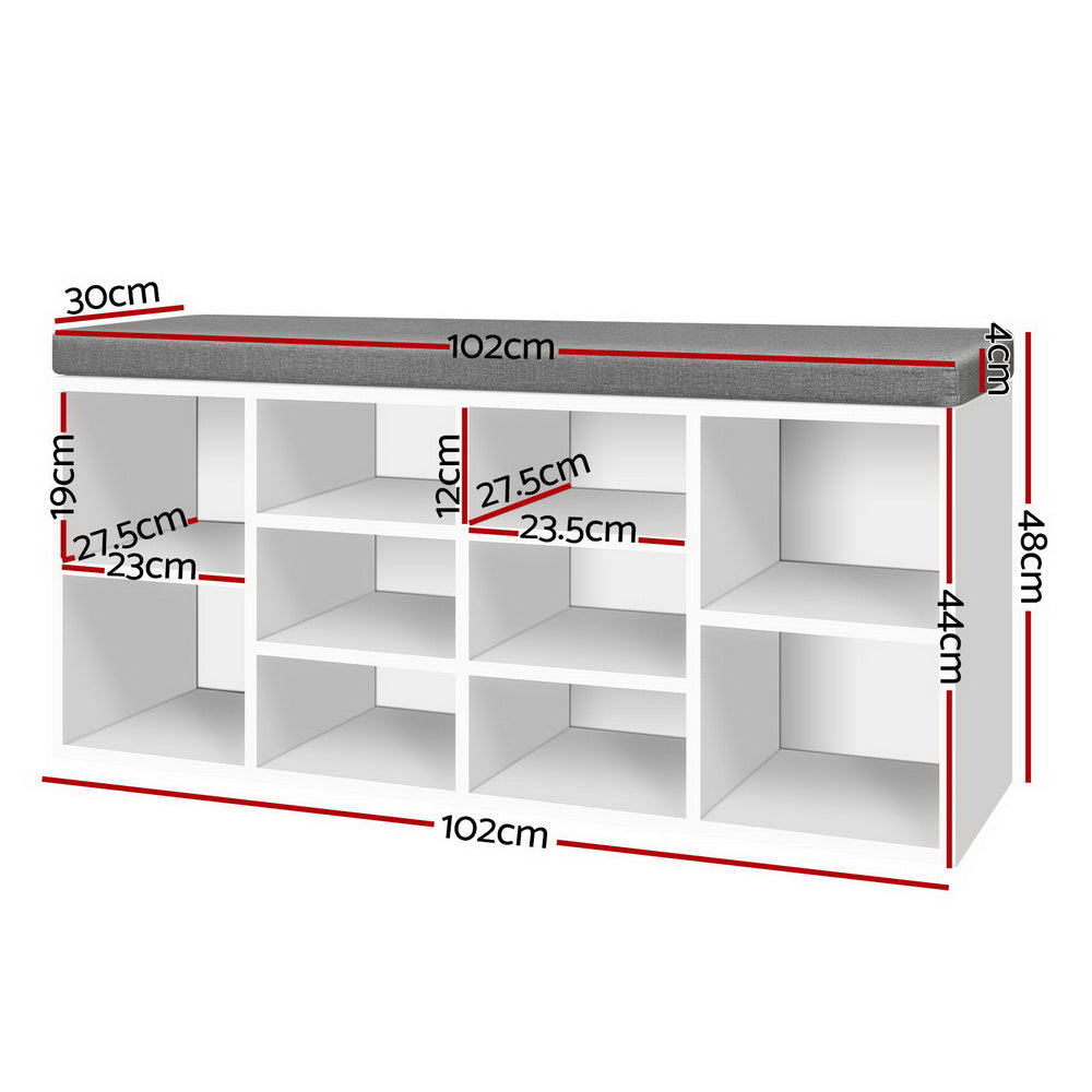 Fabric Shoe Bench with Storage Cubes - White Cabinet Fast shipping On sale