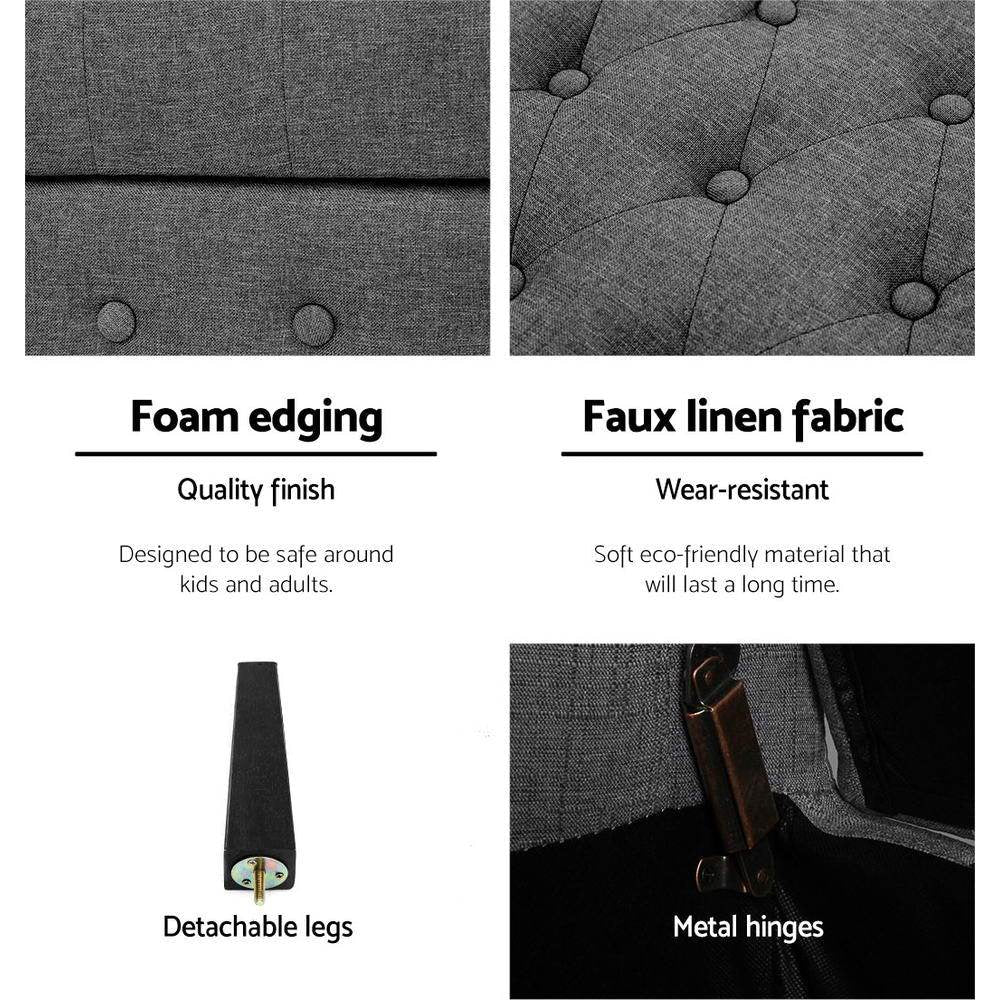 Fabric Storage Ottoman - Grey Fast shipping On sale