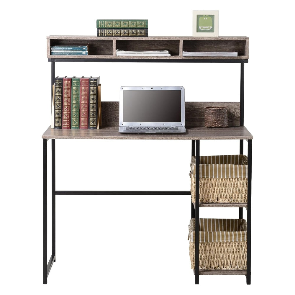 Fai Industrial Computer Home Office Study Desk W/ Hutch - Brown Fast shipping On sale