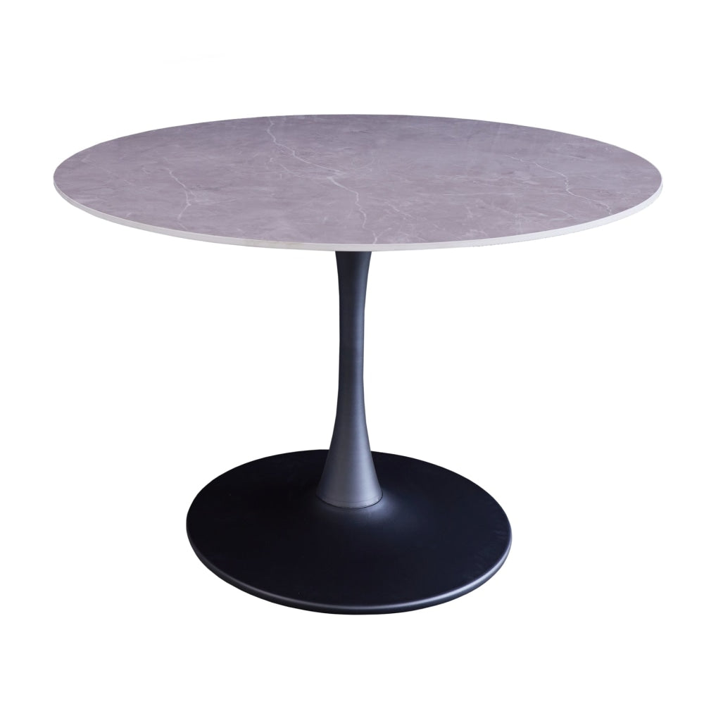 Fari Round Ceramic Kitchen Dining Table 110cm Metal Frame - Bulgarian Grey Fast shipping On sale