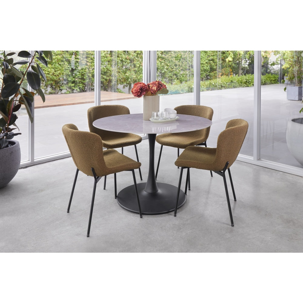 Fari Round Ceramic Kitchen Dining Table 110cm Metal Frame - Bulgarian Grey Fast shipping On sale