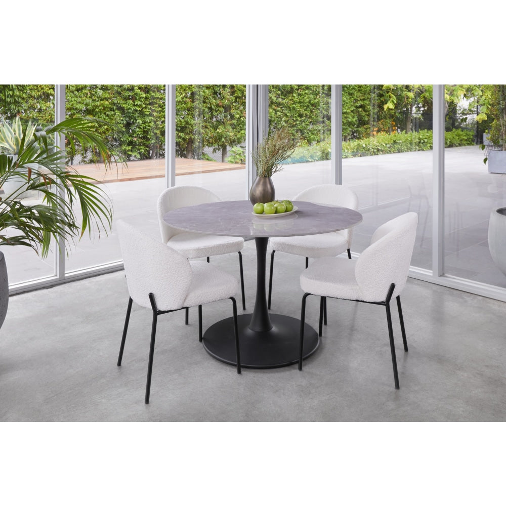 Fari Round Ceramic Kitchen Dining Table 110cm Metal Frame - Bulgarian Grey Fast shipping On sale