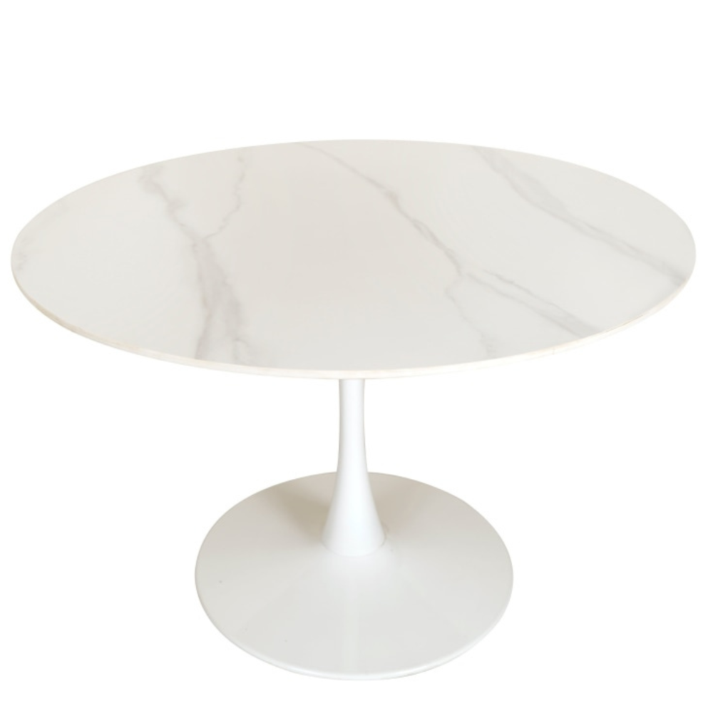 Fari Round Ceramic Kitchen Dining Table 110cm - White Sevella Fast shipping On sale