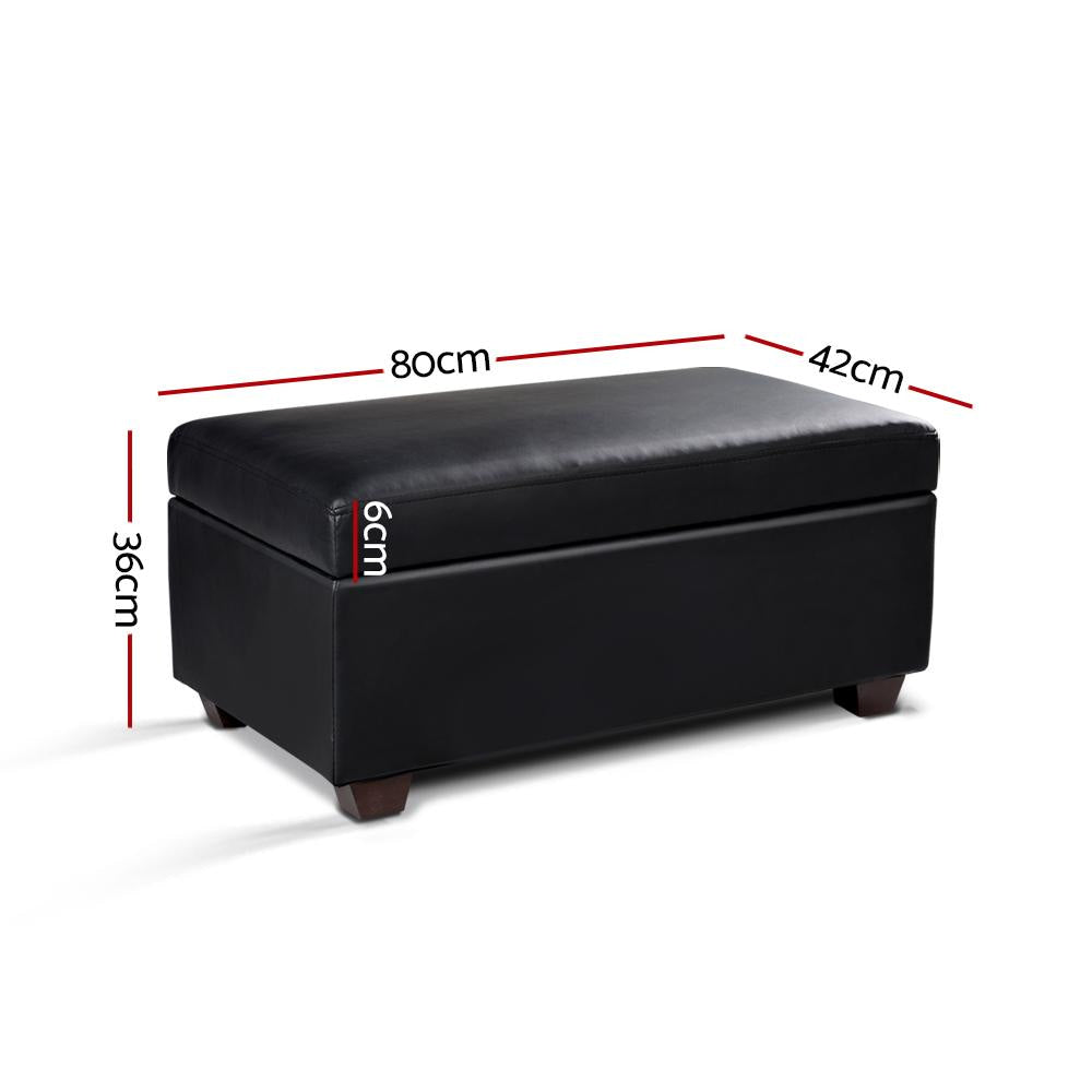 Faux PU Leather Storage Ottoman - Black Fast shipping On sale
