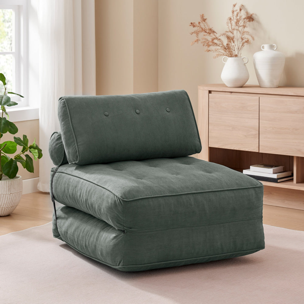 Faye Fabric Foam Compressed Fold Out Single Seat Sofa Bed Ash Fast shipping On sale