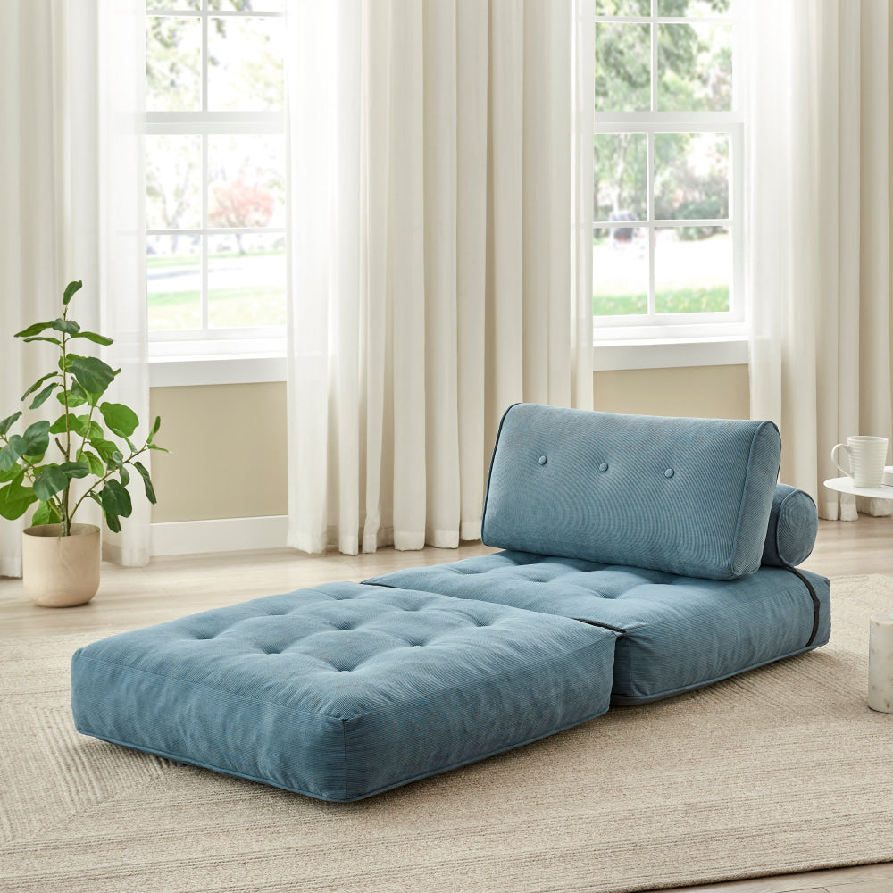 Faye Fabric Foam Compressed Fold Out Single Seat Sofa Bed Blue Fast shipping On sale