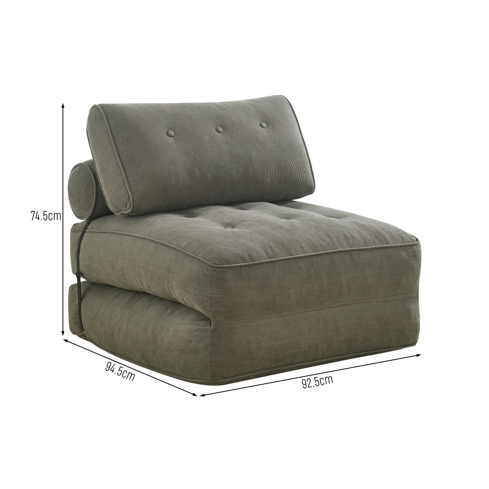 Faye Fabric Foam Compressed Fold Out Single Seat Sofa Bed Putty Fast shipping On sale