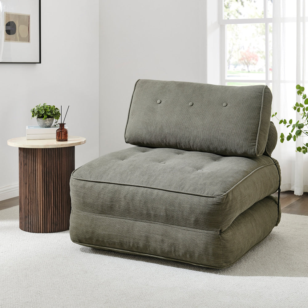 Faye Fabric Foam Compressed Fold Out Single Seat Sofa Bed Putty Fast shipping On sale