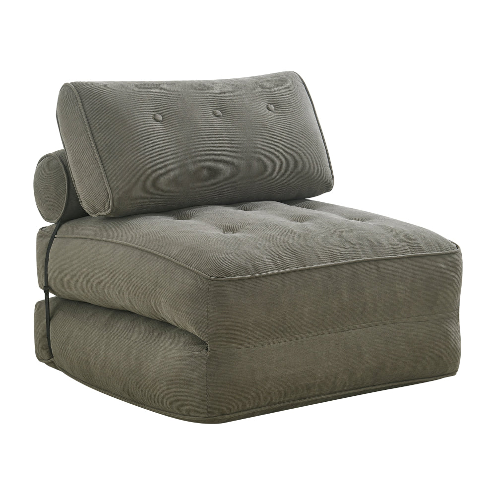 Faye Fabric Foam Compressed Fold Out Single Seat Sofa Bed Putty Fast shipping On sale